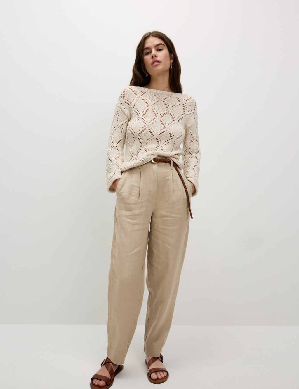 Pure Linen Tapered Trousers
