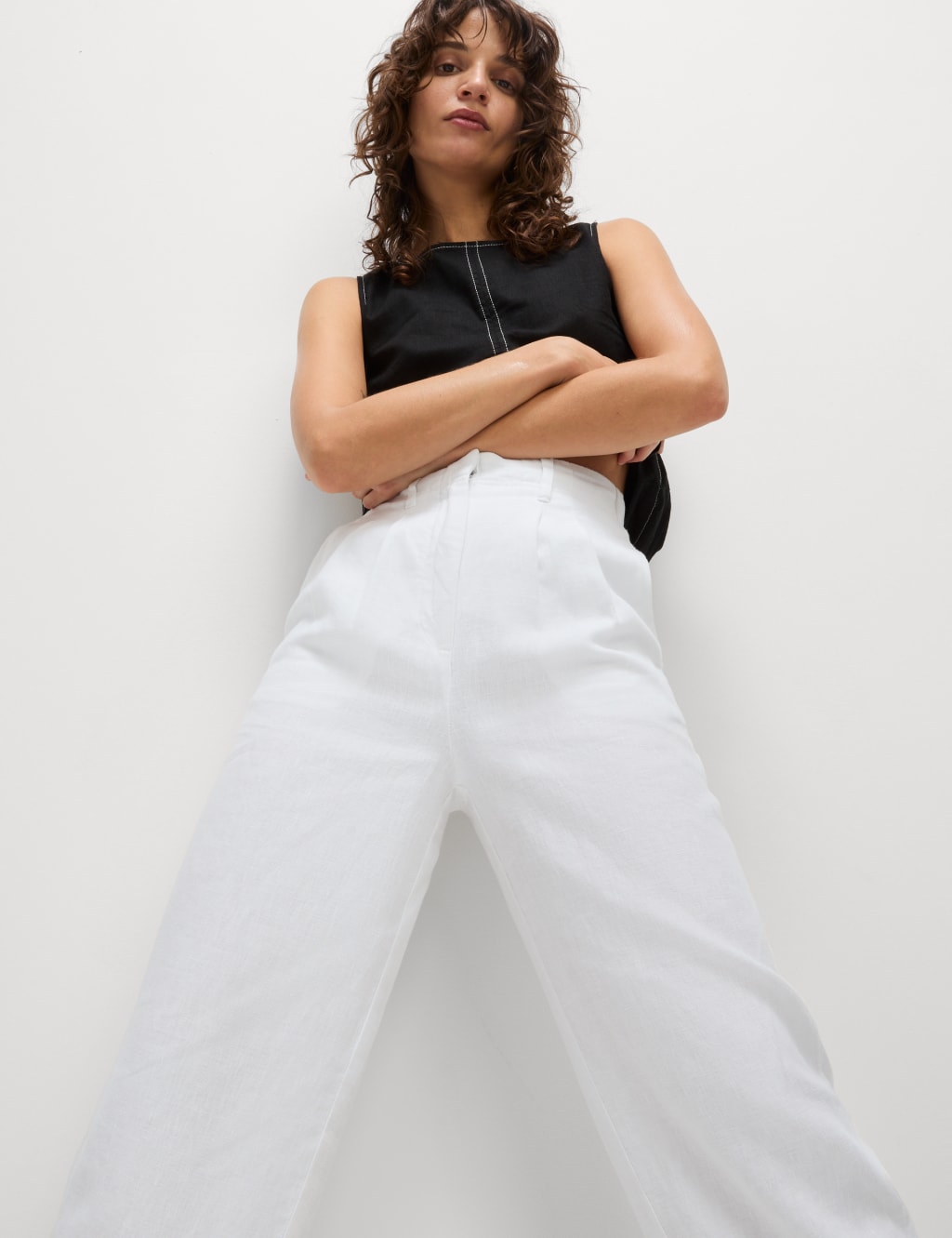 Pure Linen Tapered Trousers