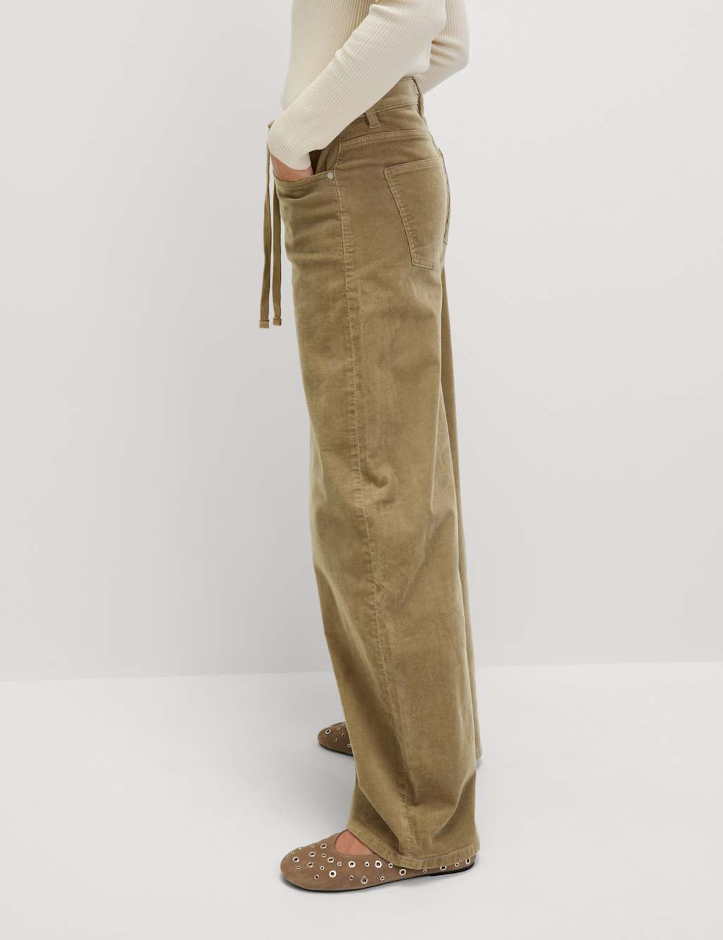 M&S Cotton Rich Cord Wide Leg Trousers Caramel