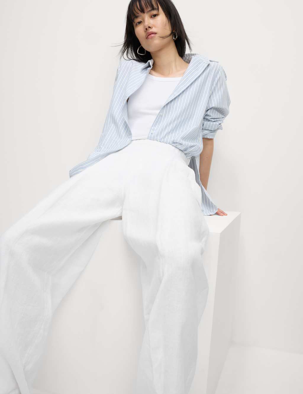 Pure Linen Carrot Leg Trousers