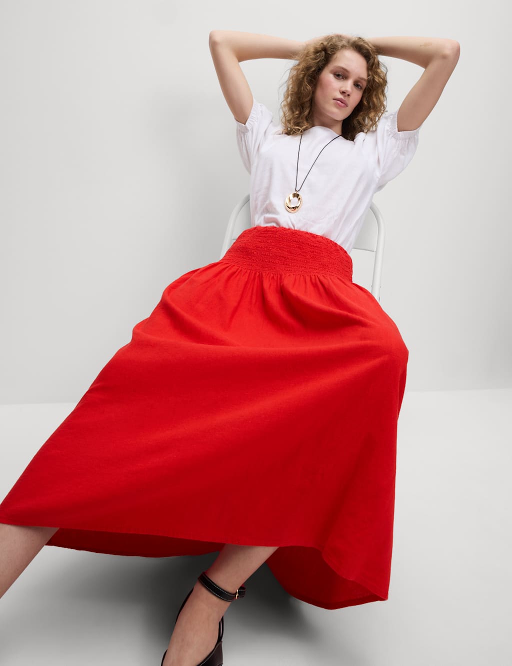 Linen Rich Maxi A-Line Skirt