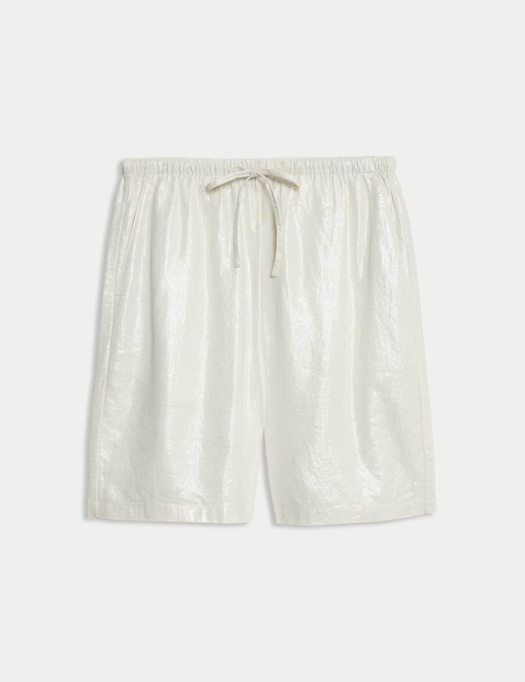 M&S Linen Rich High Waisted Shorts Oatmeal