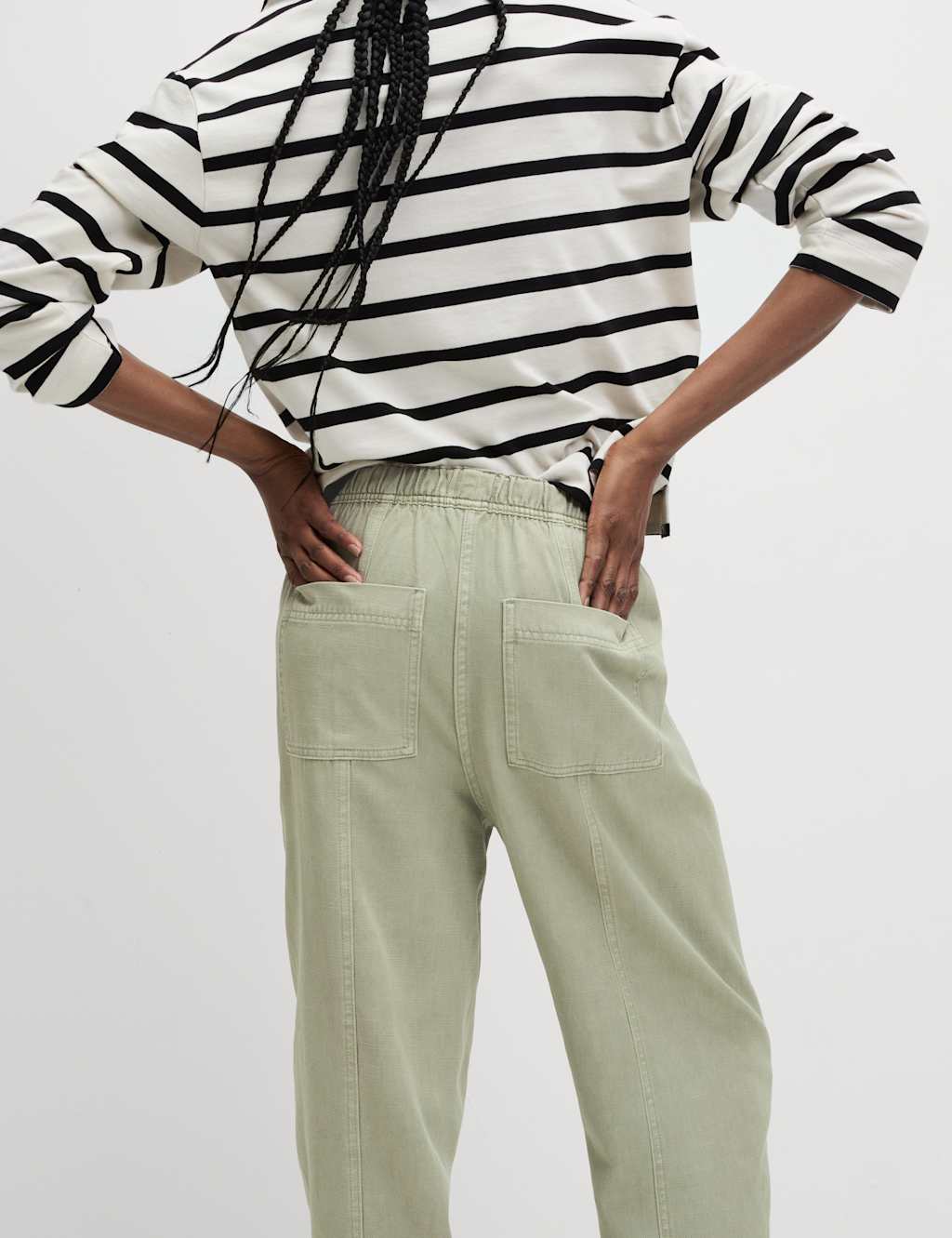 Drawstring Pull On Garment Dye Tapered Trousers