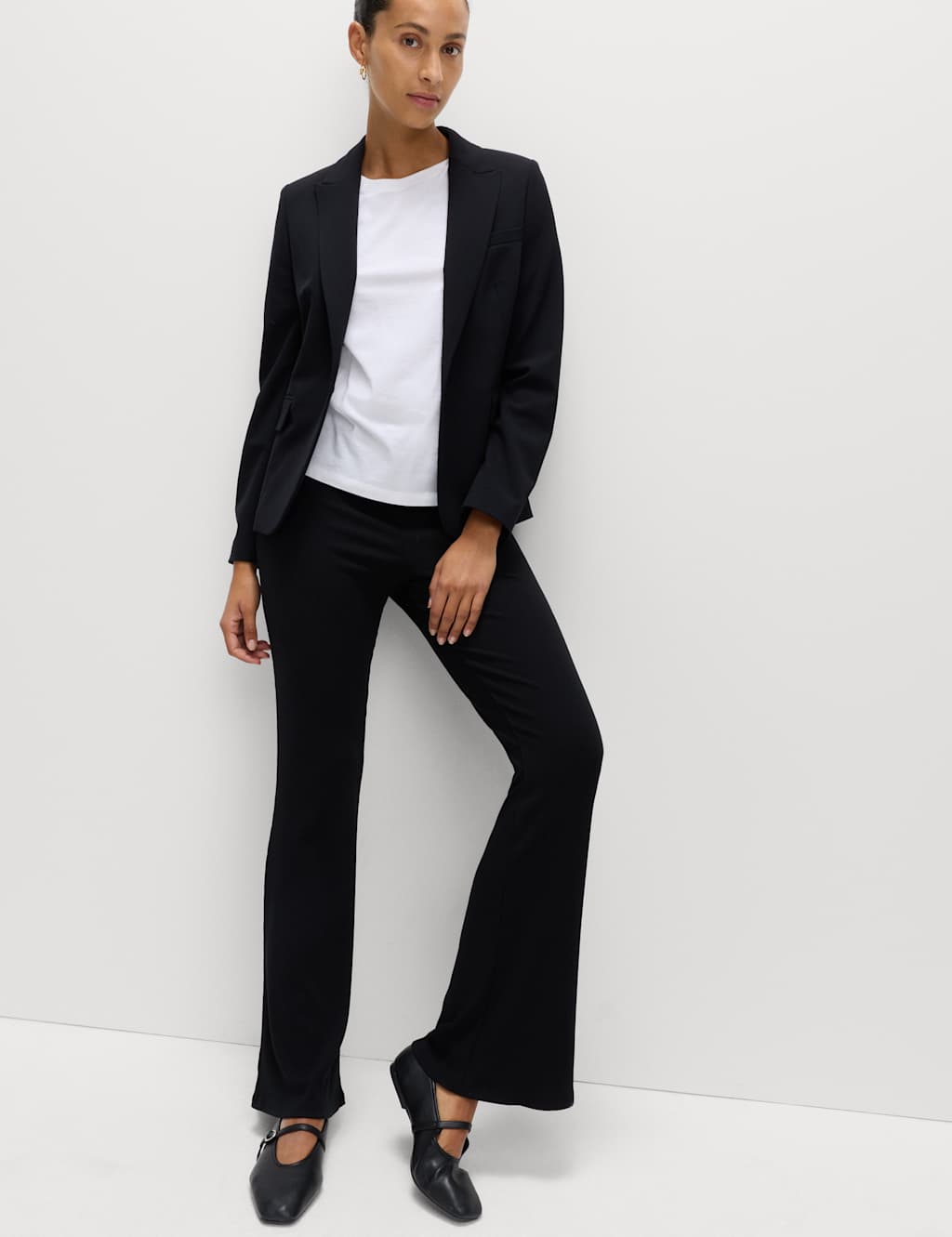 M&S Ribbed Kickflare Leggings Black