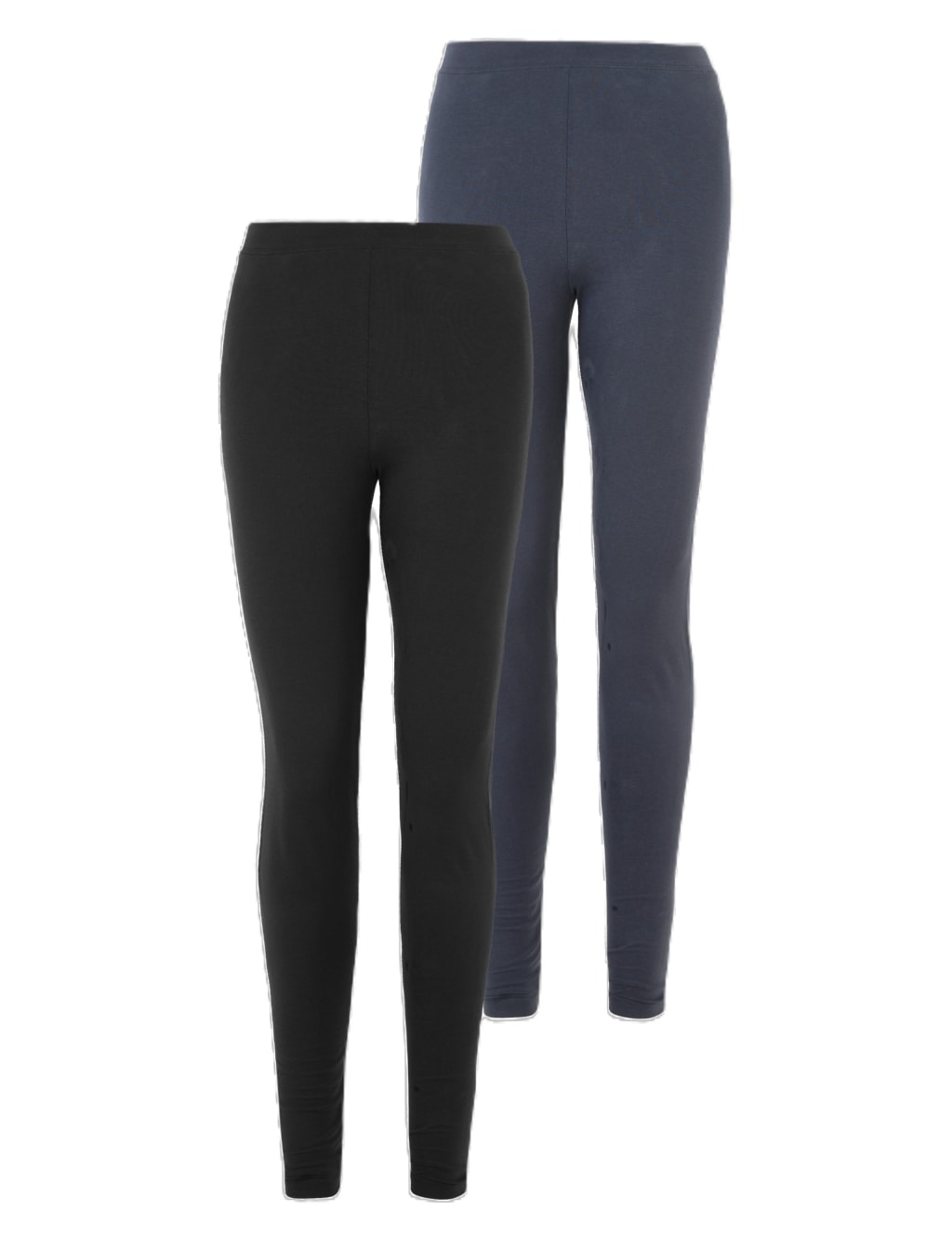 M&S Women's 2 Pack High Waisted Leggings - 20 - Blue/Black