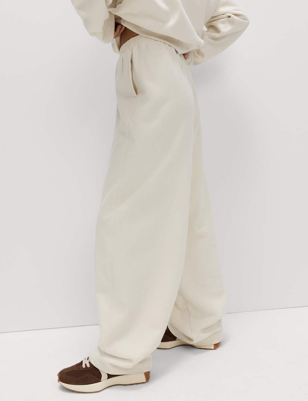 M&S Pure Cotton Slouchy Relaxed Joggers Ivory