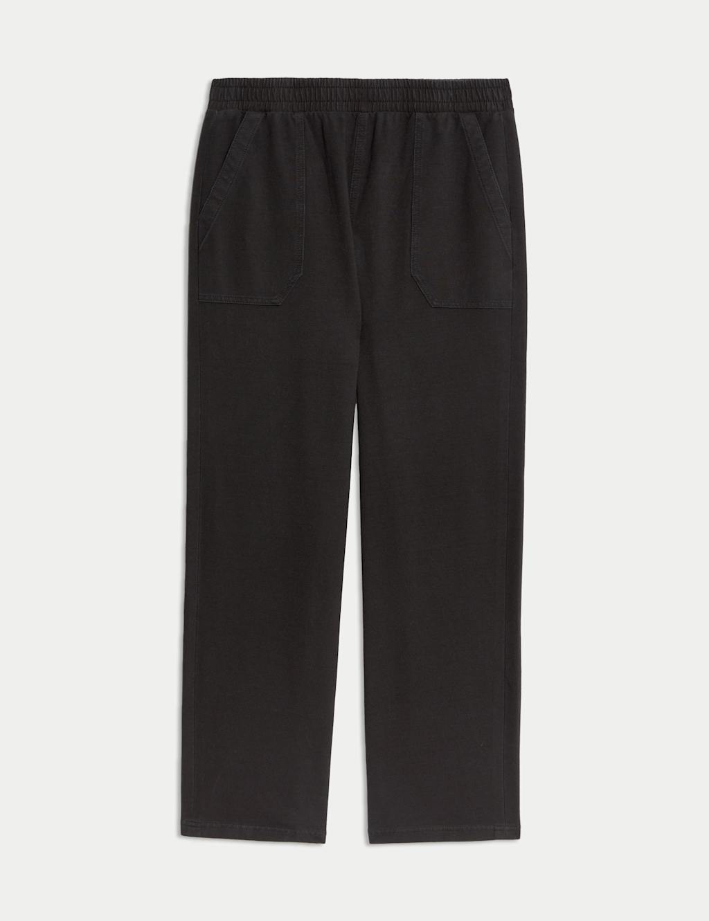 M&S Women's Denim Jersey Straight Leg Trousers - 12 - Black