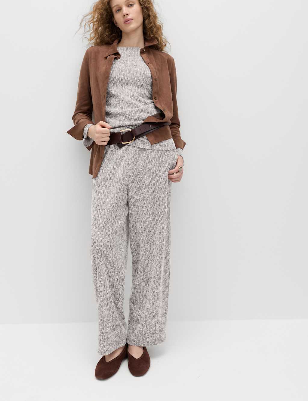 M&S Women's Jersey Textured Carrot Leg Ankle Grazer Trousers - 22 - Dark Chocolate