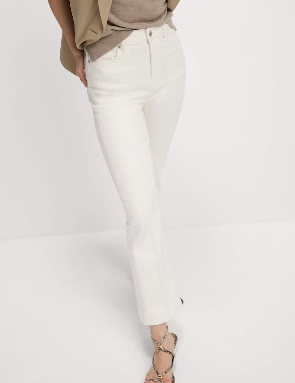 High Waisted Slim Flare Cropped Jeans