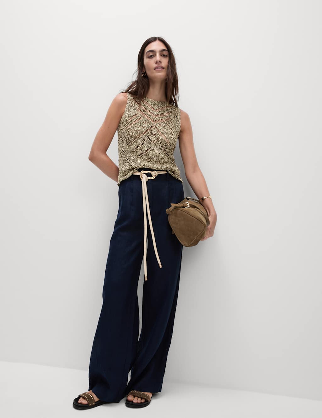 Pure Linen Wide Leg Trousers