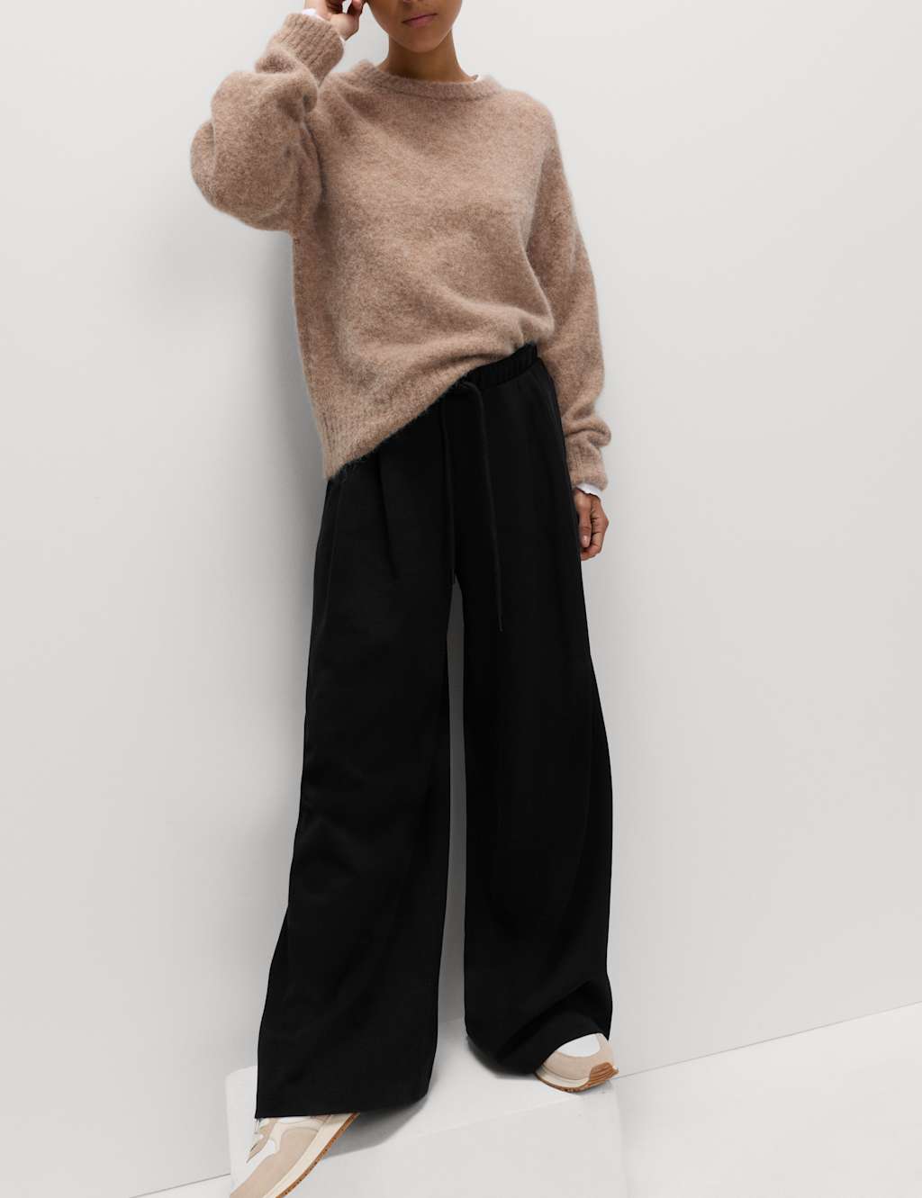 M&S Super Wide Leg Palazzo Joggers Black