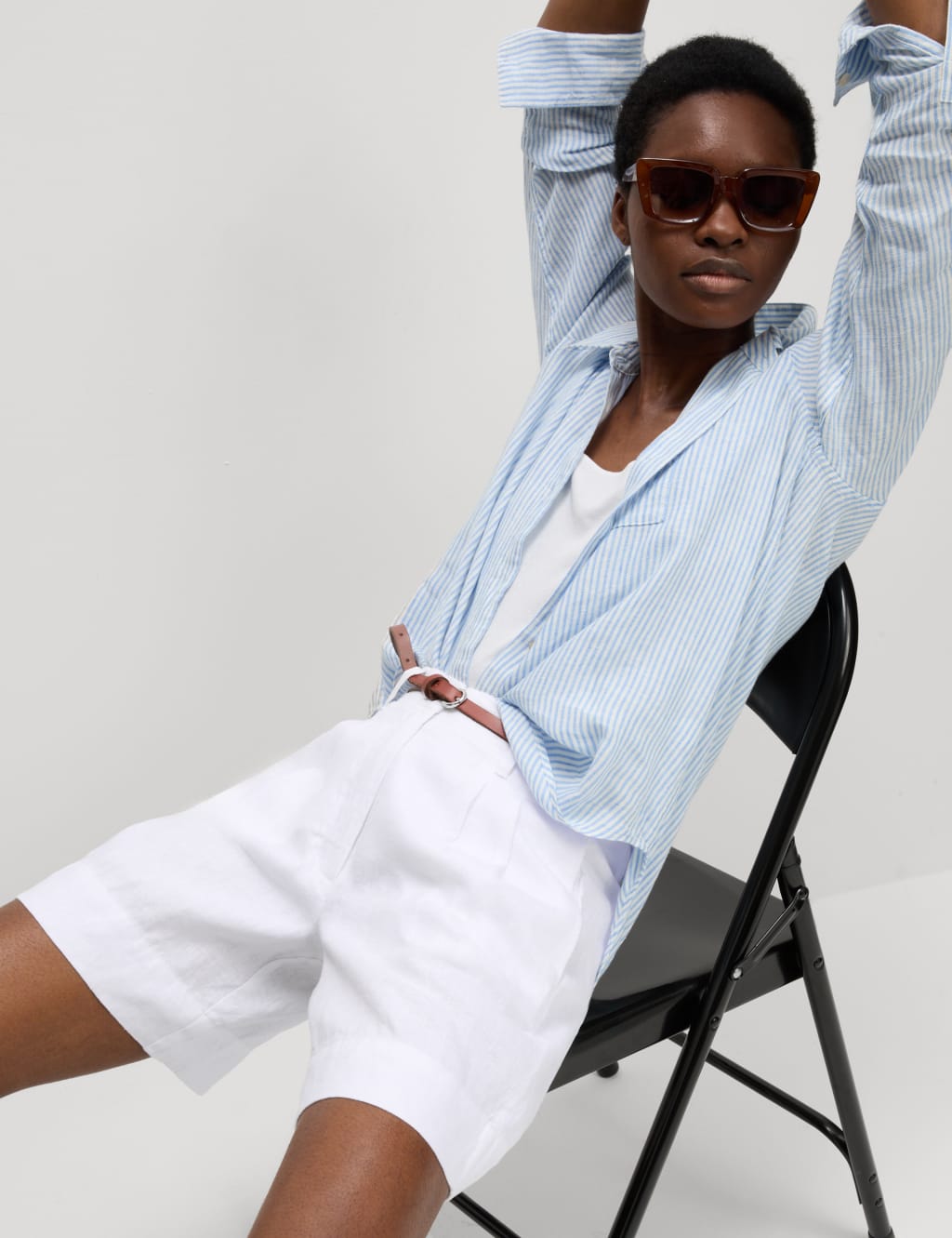 Pure Linen High Waisted Shorts