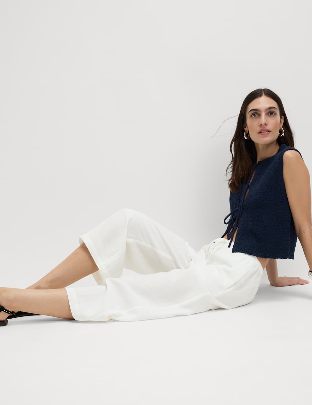 Lyocell Rich Wide Leg Cropped Trousers