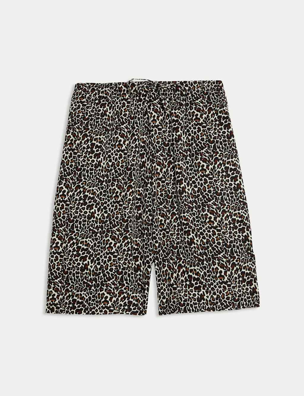 Printed Pure Twill High Waisted Shorts