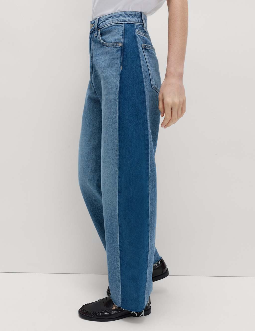 M&S Mid Rise Barrel Jeans Mid Blue