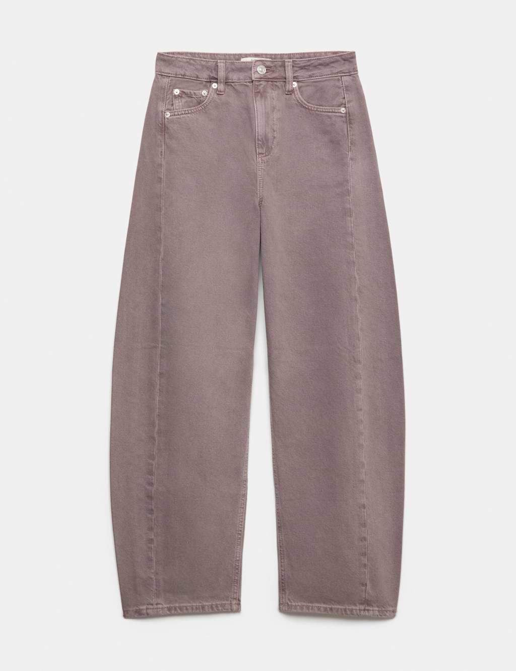 M&S Women's Mid Rise Barrel Jeans - 14 - Light Heather