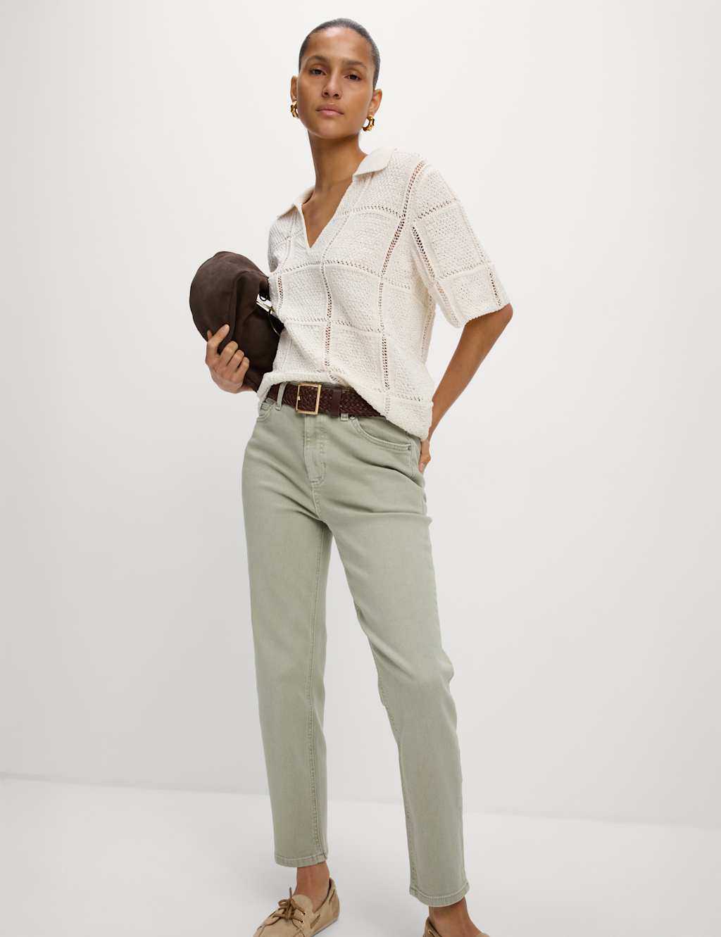 High Waisted Cropped Slim Fit Jeans