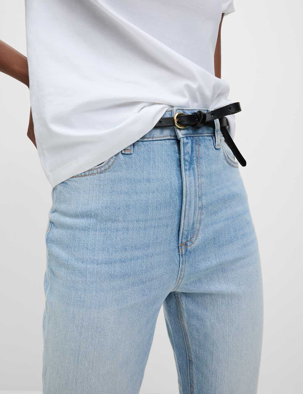 High Waisted Cropped Slim Fit Jeans
