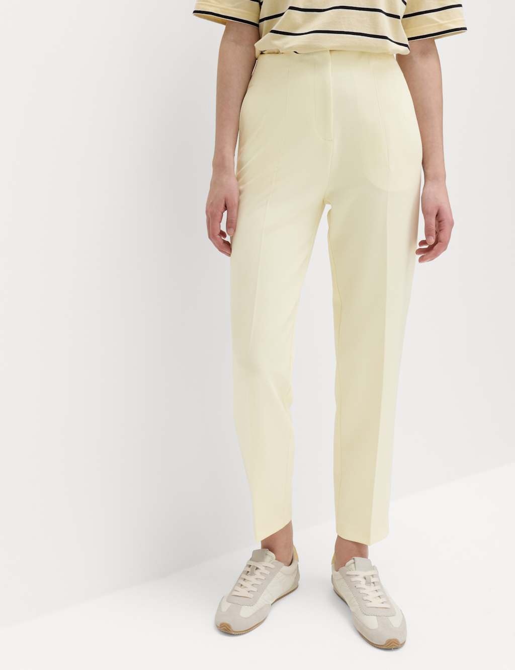 M&S Women's Tapered Ankle Grazer Trousers - 18 - Pale Yellow