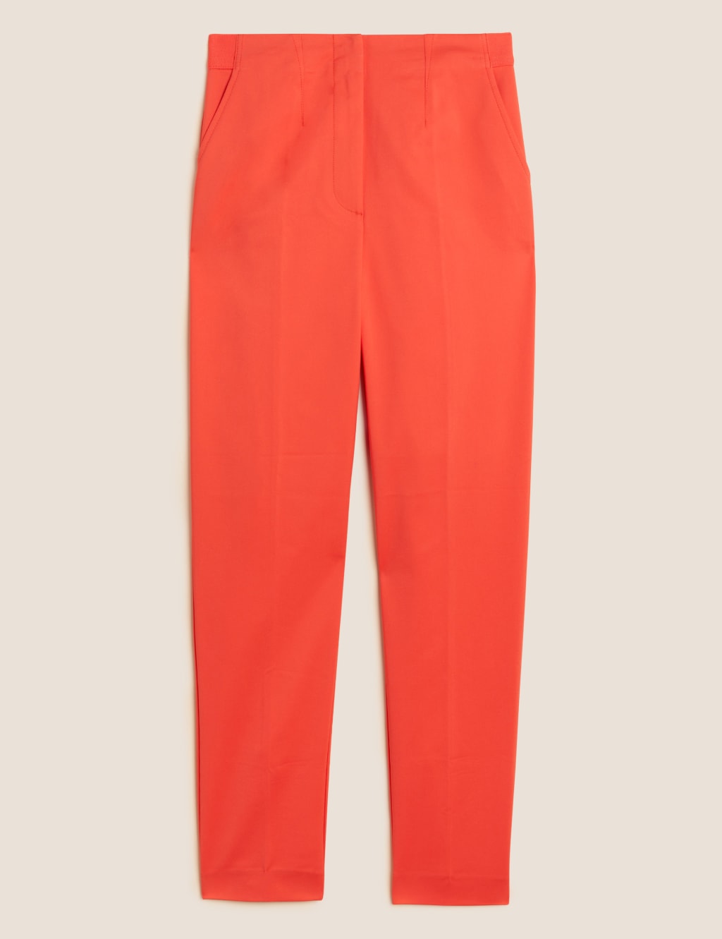 Cotton Blend Slim Fit Ankle Grazer Trousers