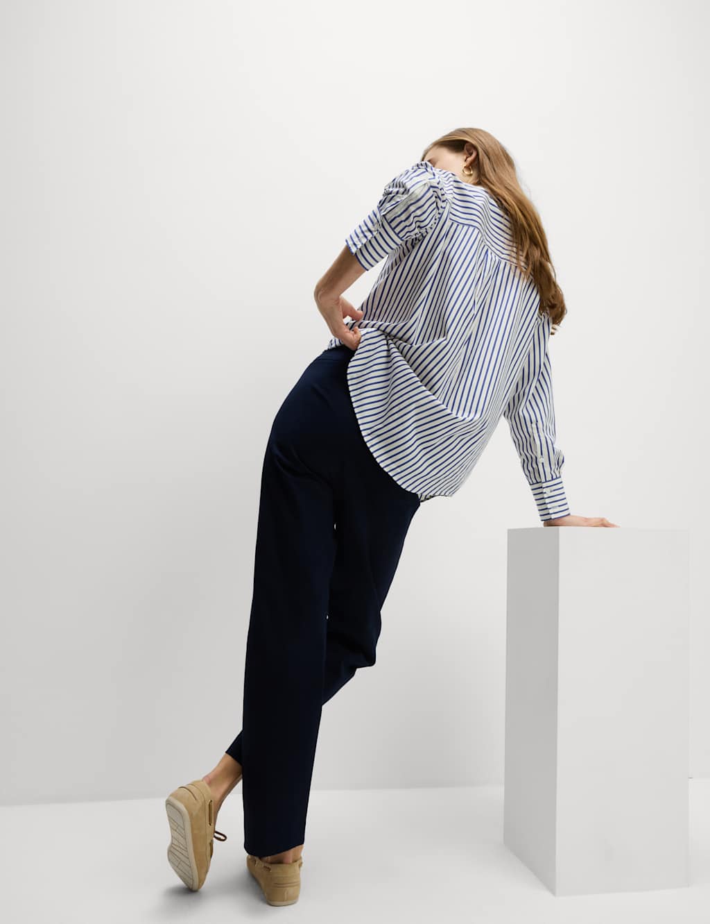 Cotton Rich Straight Leg Ankle Grazer Trousers