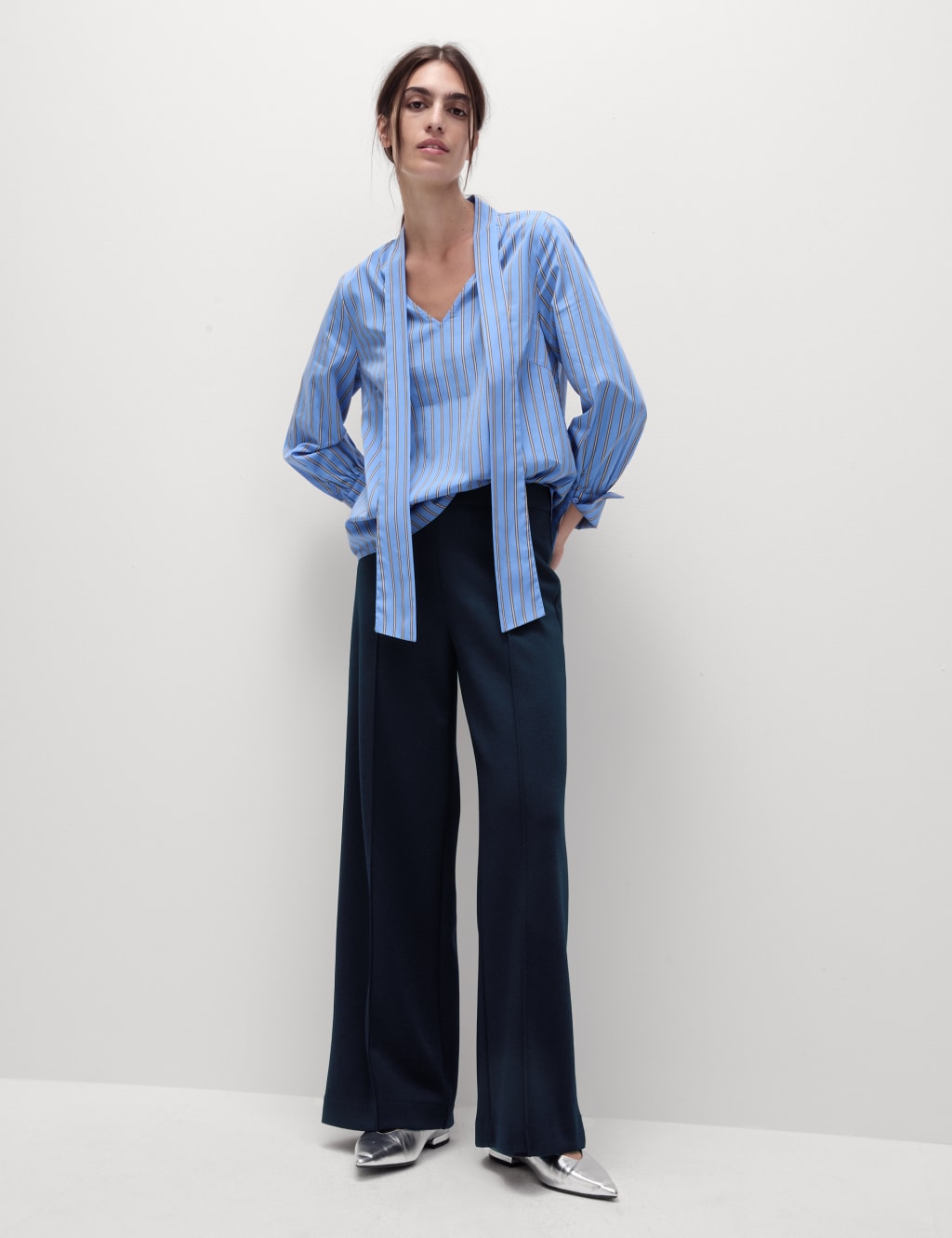 Jersey Elasticated Waist Wide Leg Trousers