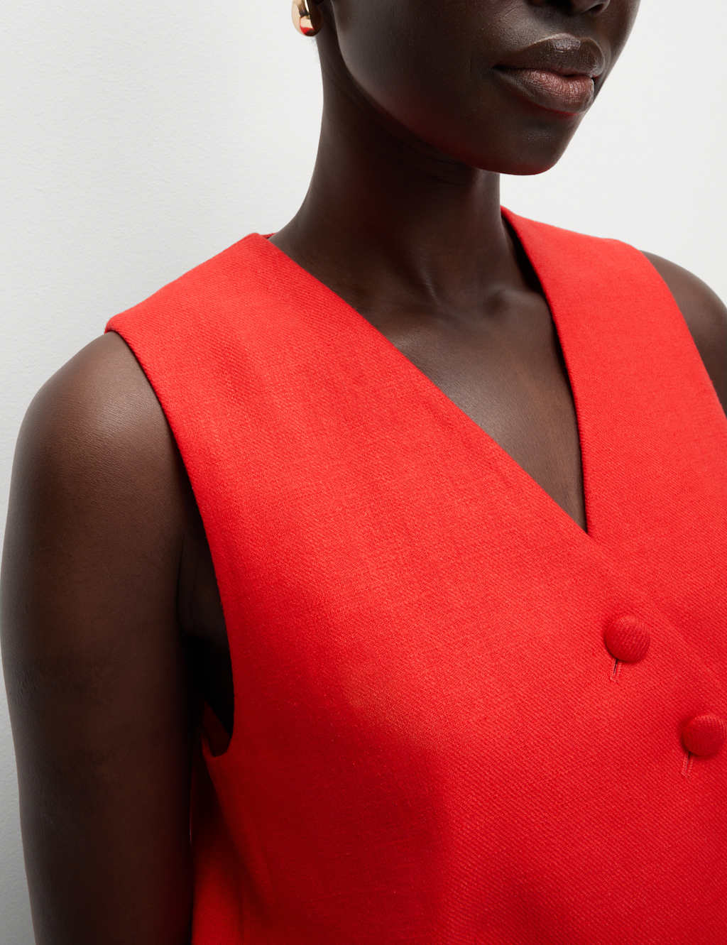 Linen Rich Twill Textured Asymmetric Waistcoat