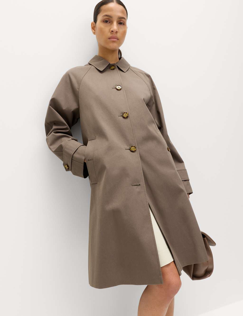 M&S Women's Pure Cotton Car Coat - 6 - Mole