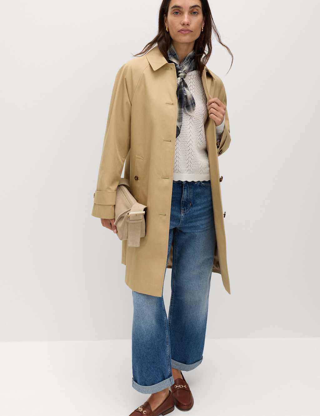 M&S Women's Pure Cotton Car Coat - 6 - Light Caramel