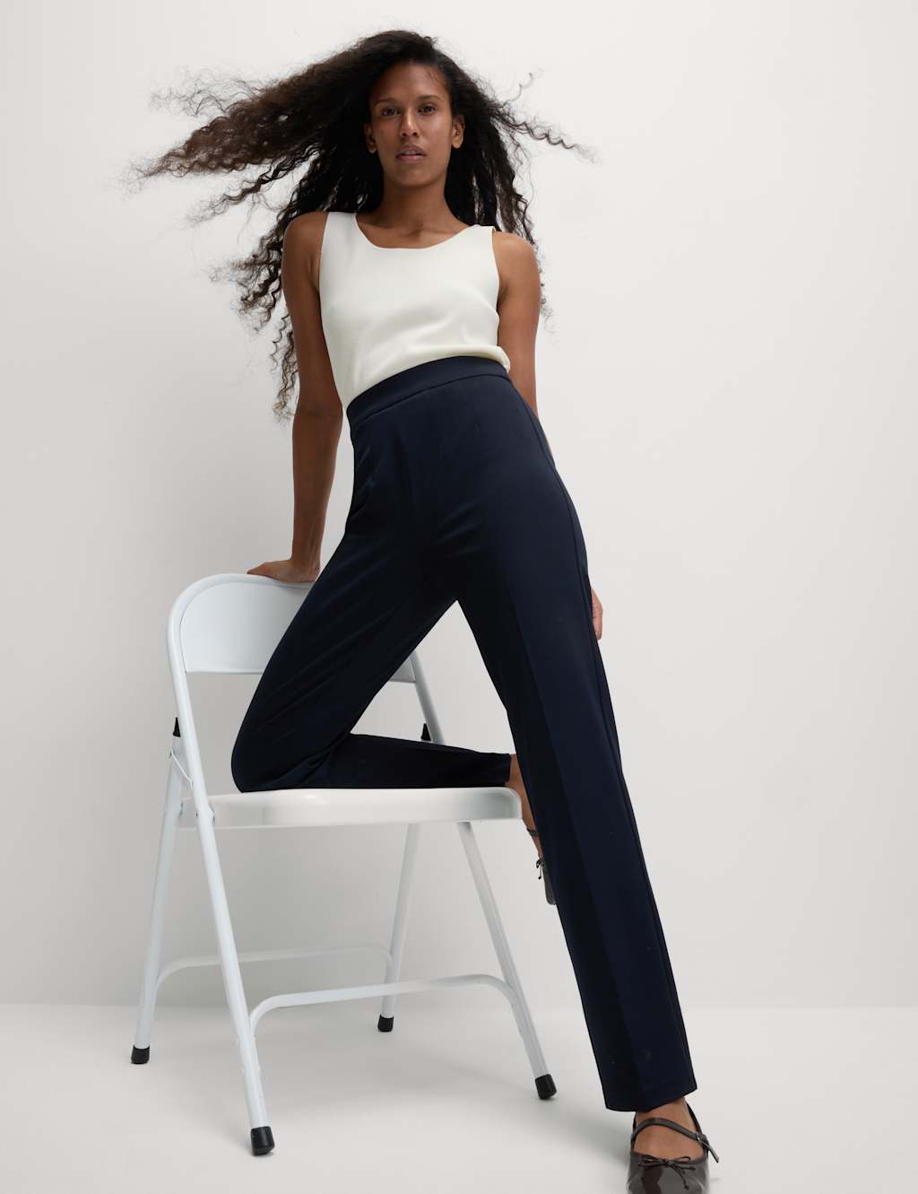 Jersey Elasticated Waist Straight Leg Trousers