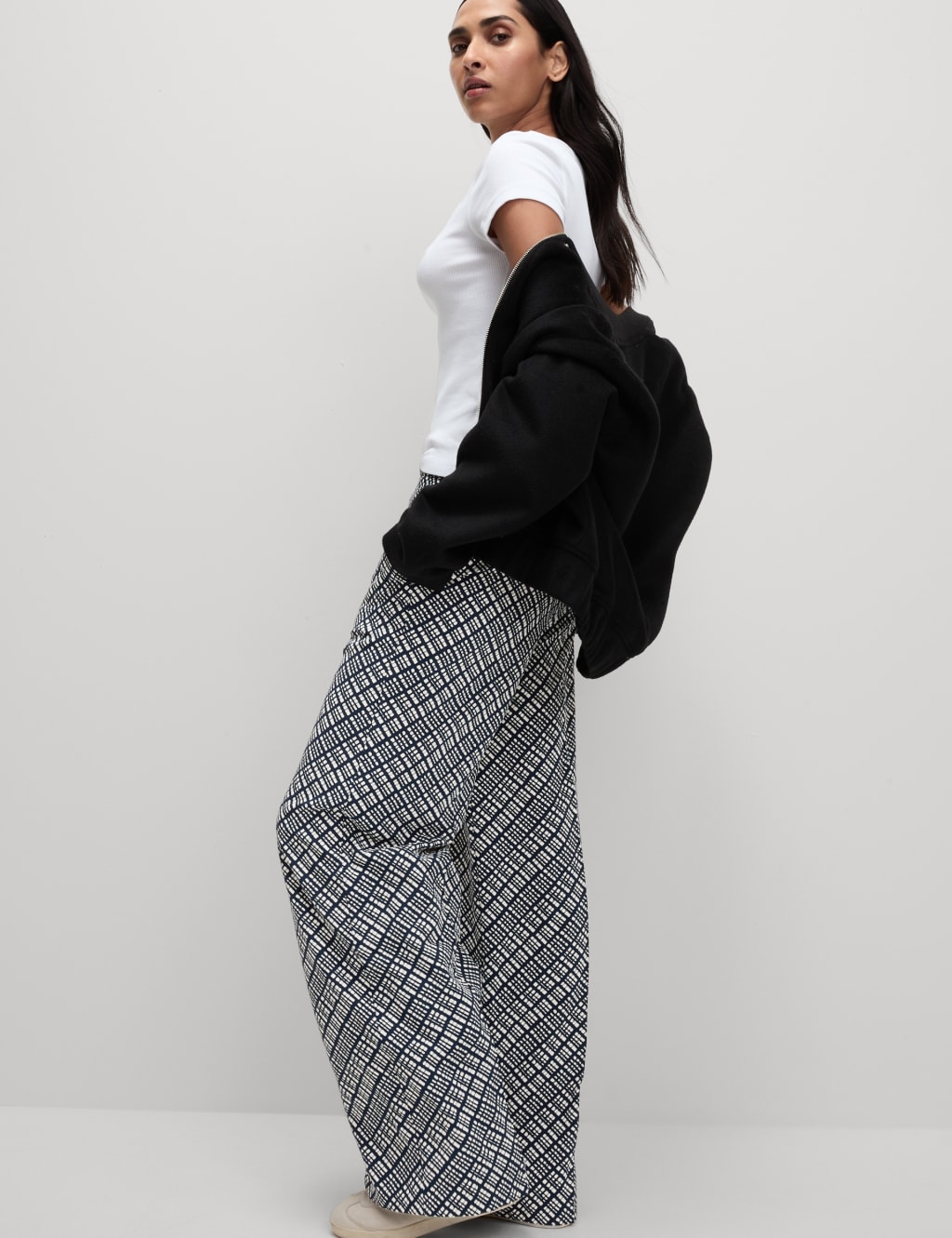 Elasticated Waist Wide Leg Trousers