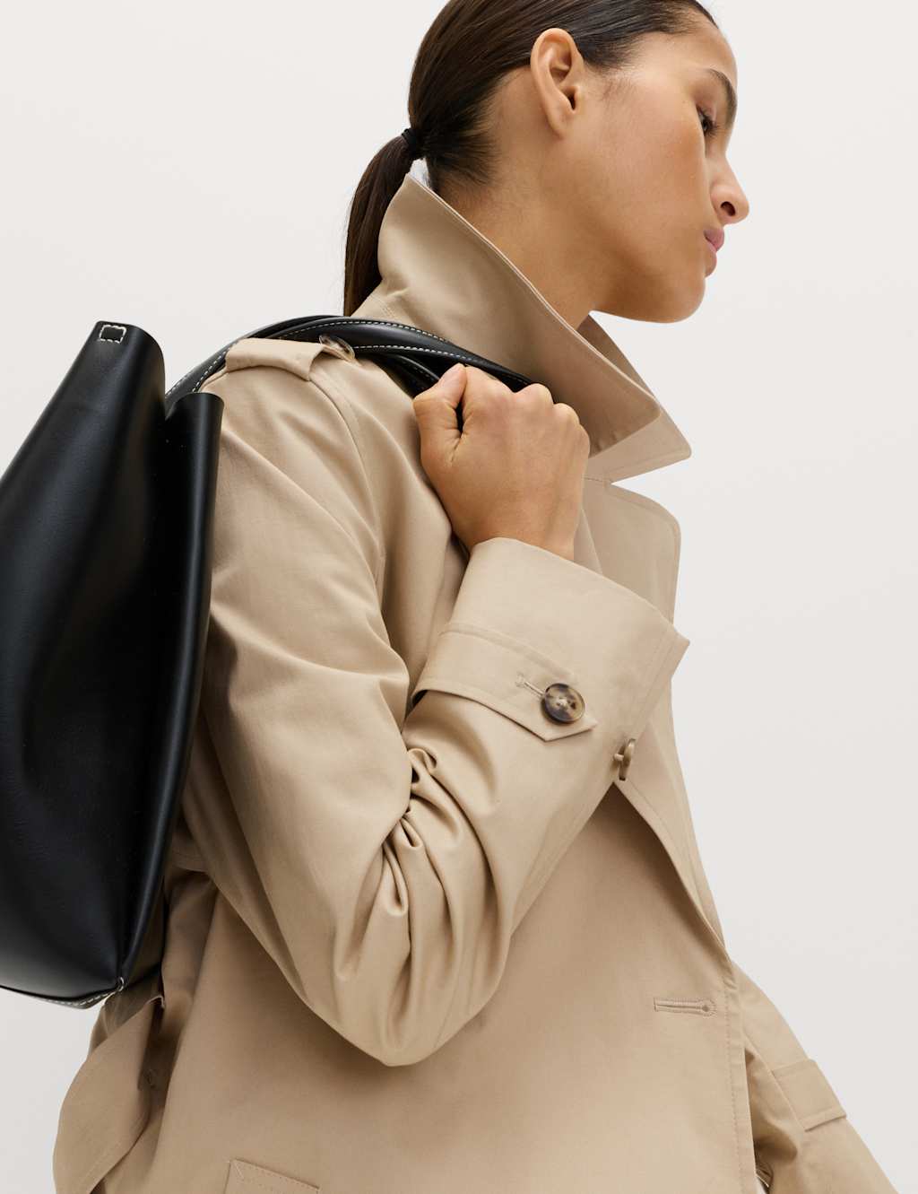 M&S Women's Cotton Rich Trench Coat - 10 - Neutral
