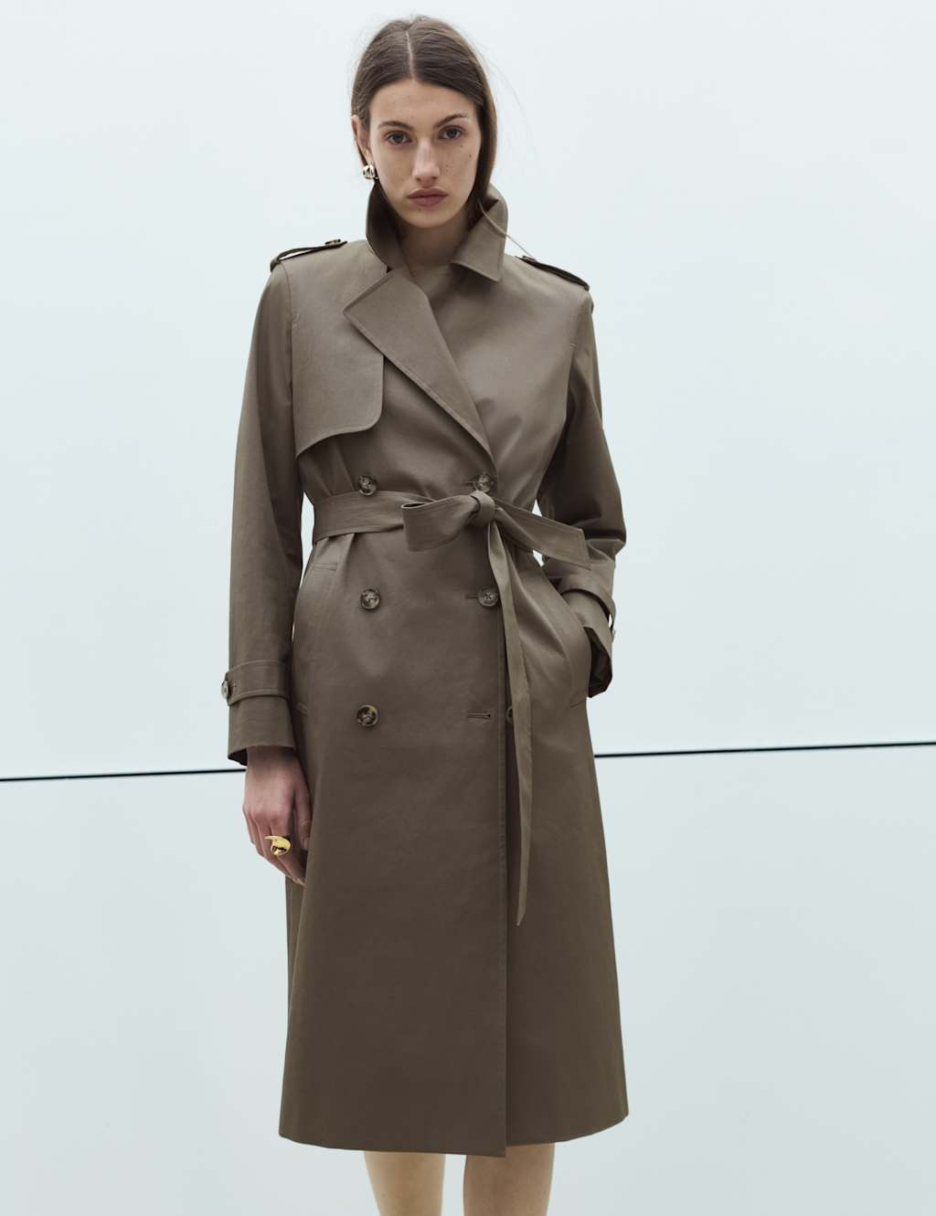 M&S Women's Cotton Rich Trench Coat - 16 - Dark Khaki