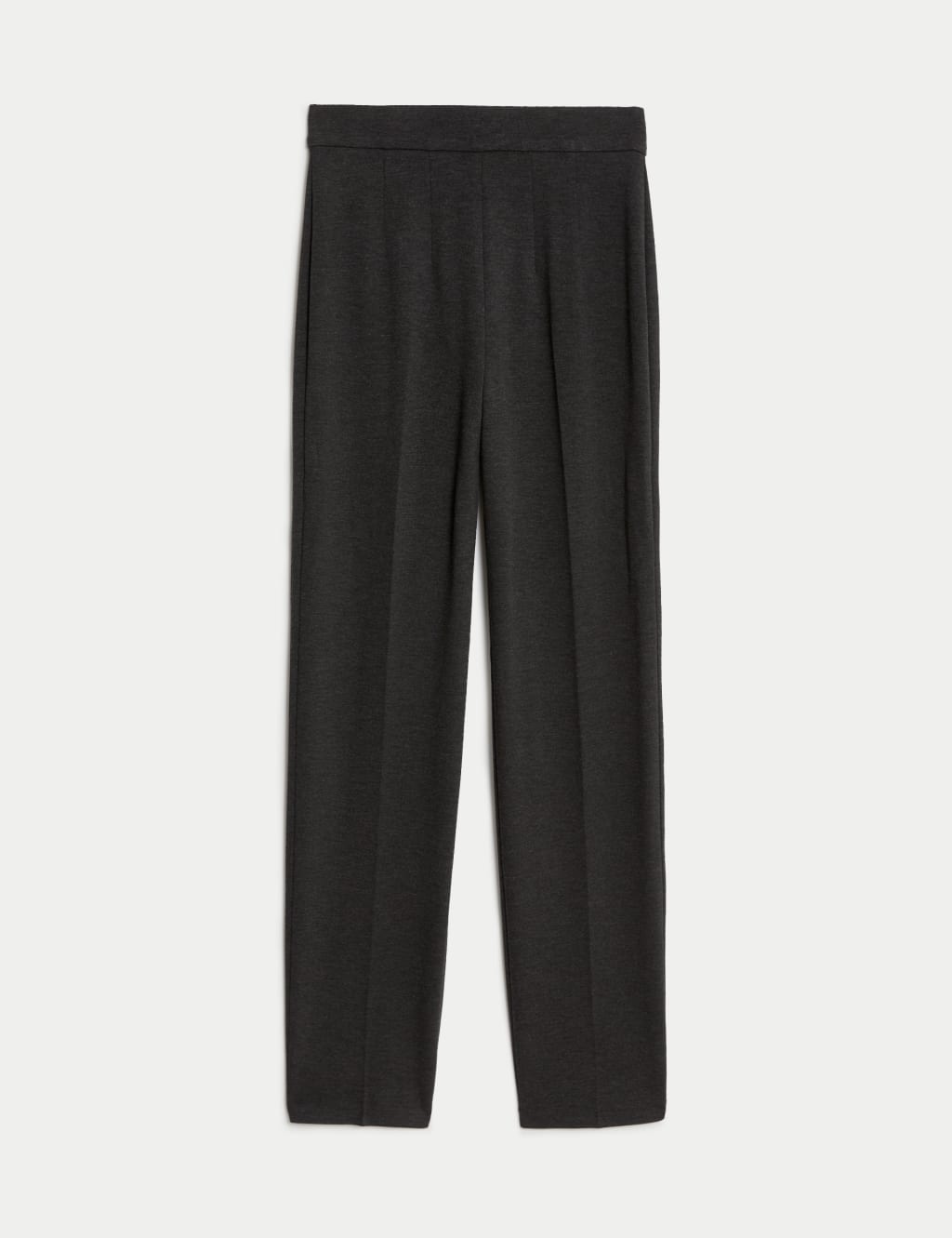 M&S Women's Jersey Straight Leg Trousers with Stretch - 6 - Charcoal