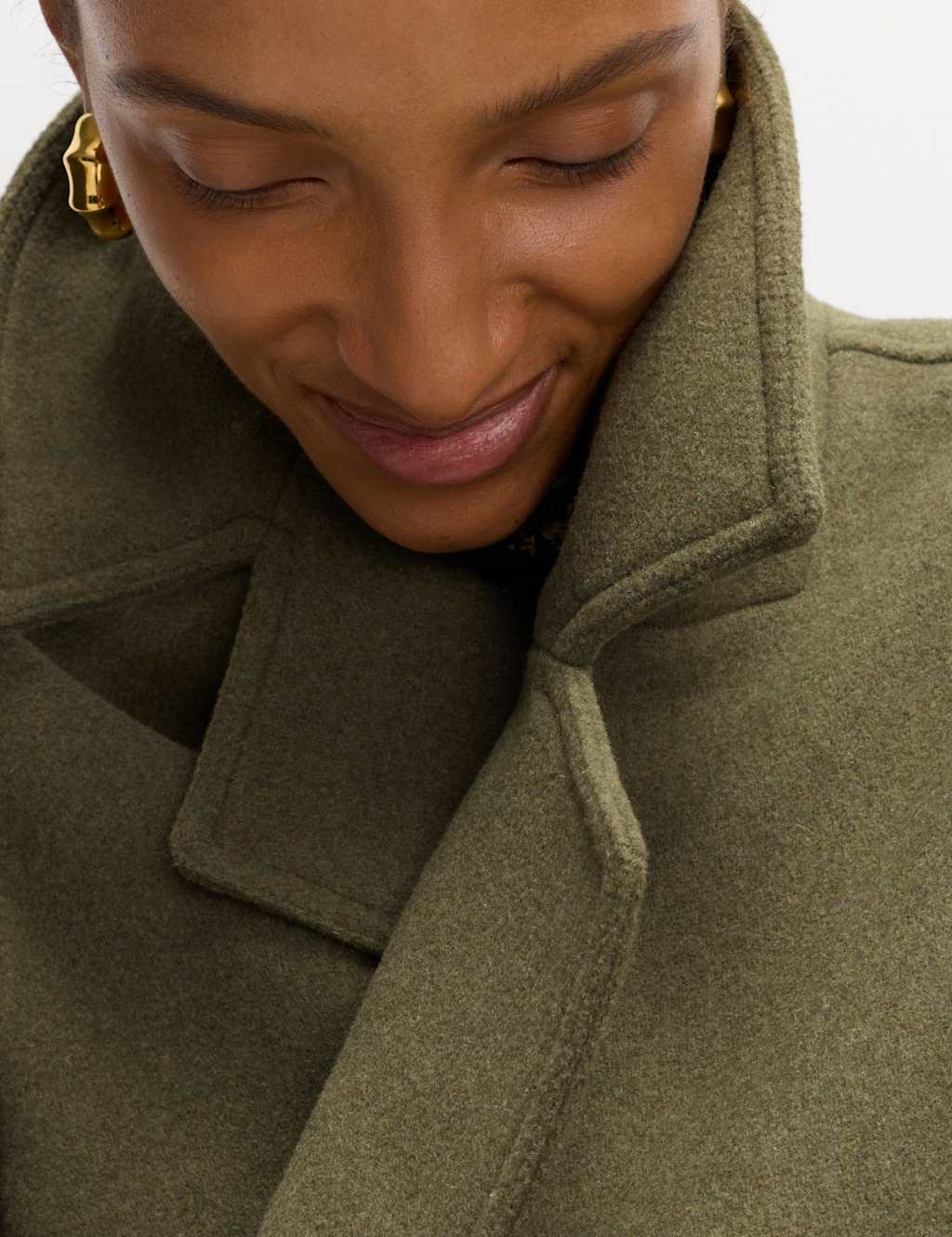 M&S Wool Blend Single Breasted Coat Khaki