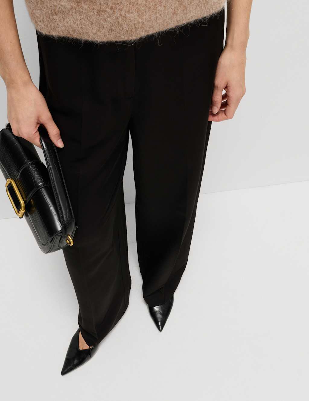 M&S Sheen Straight Leg Trousers Black