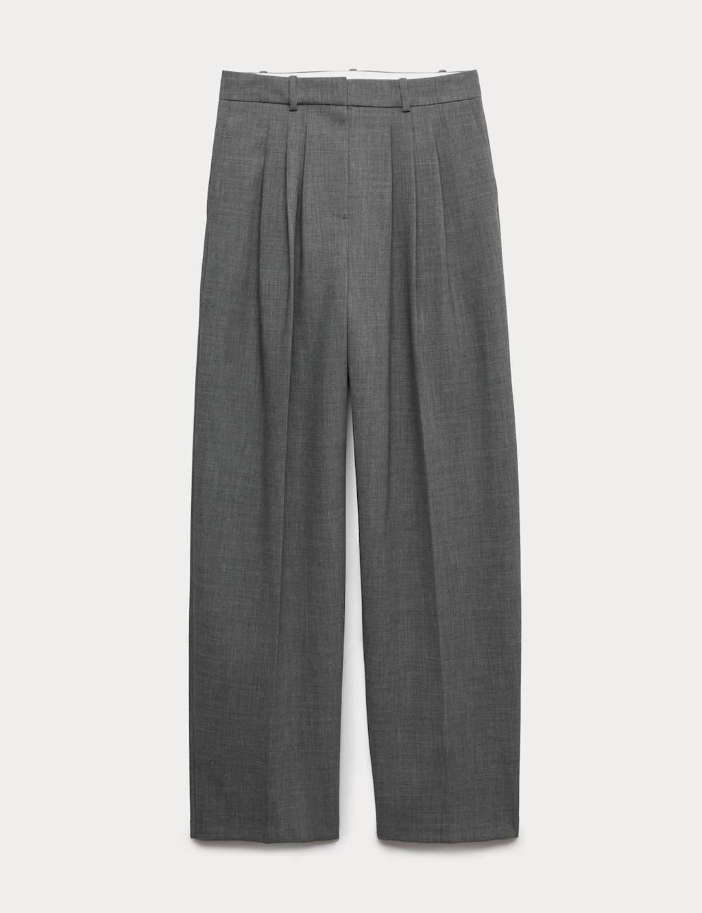 M&S Women's Pleat Front Carrot Leg Trousers - 16 - Grey