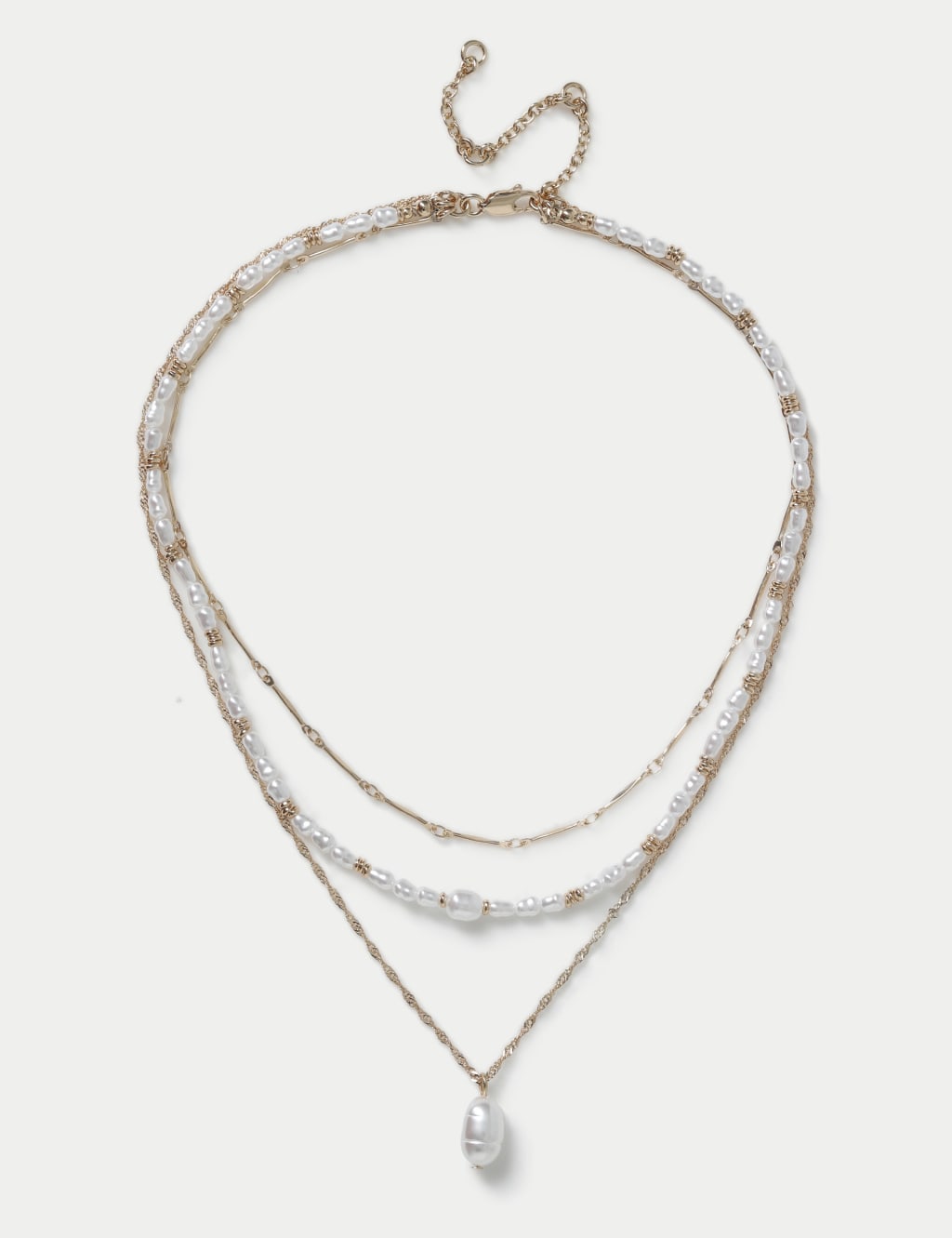 Gold Tone Pearl Detail Layering Neckwear