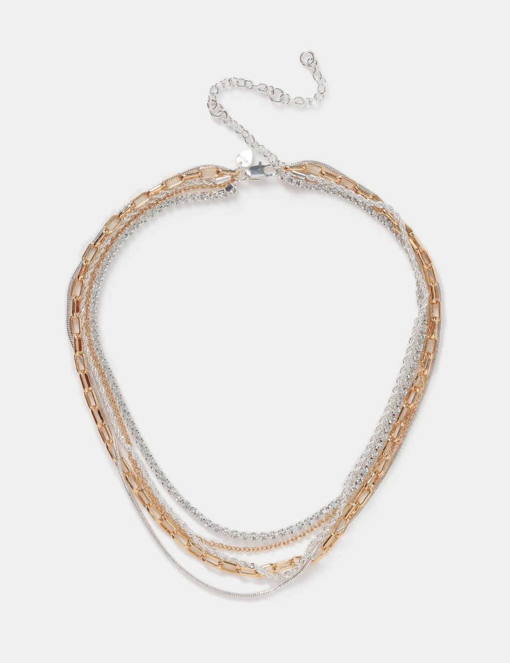 Mixed Metal Multi Row Necklace