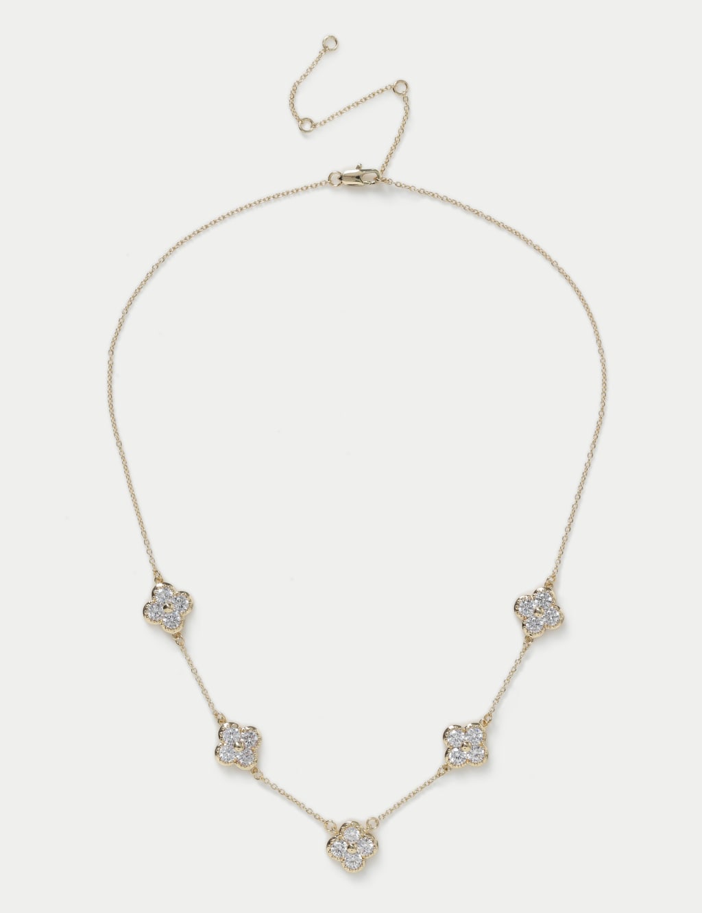 Cubic Zirconia Multi Flower Necklace