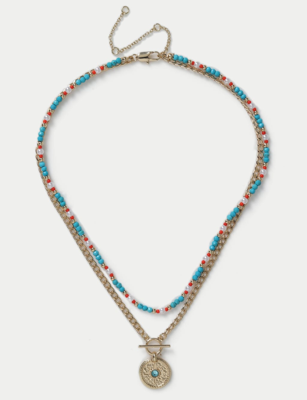 Turquoise Beaded Chain Multi Row Neckwear