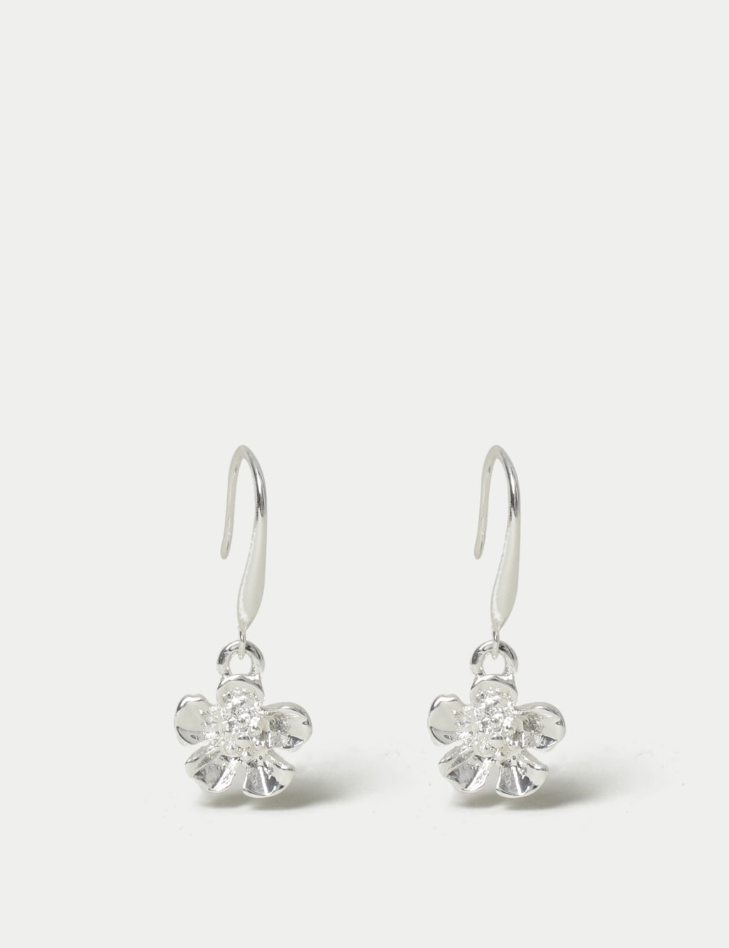 M&S Flower Drop Earrings Silver