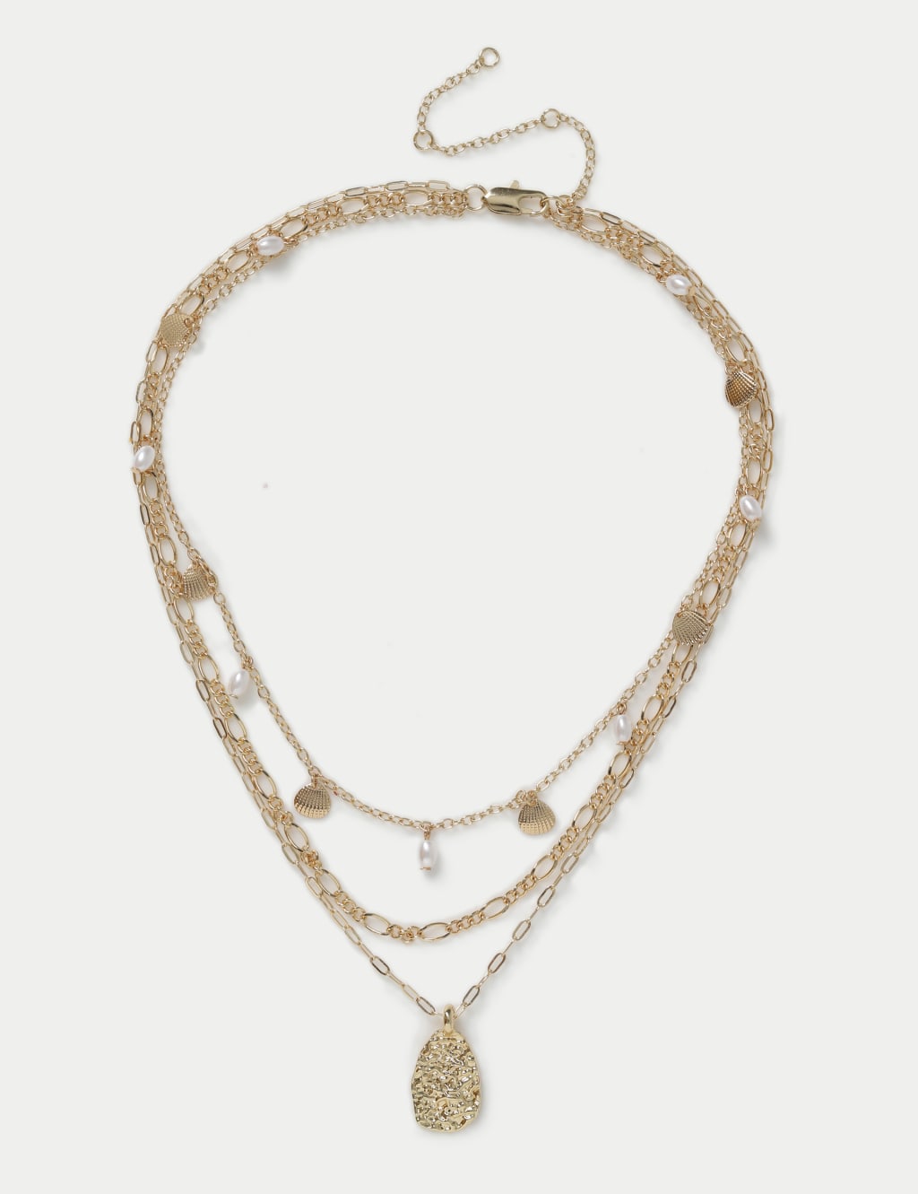Multi Row Pearl and Shell Neckwear