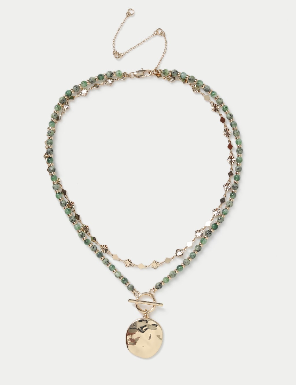 Pendant Drop and Stone Multi Row Necklace