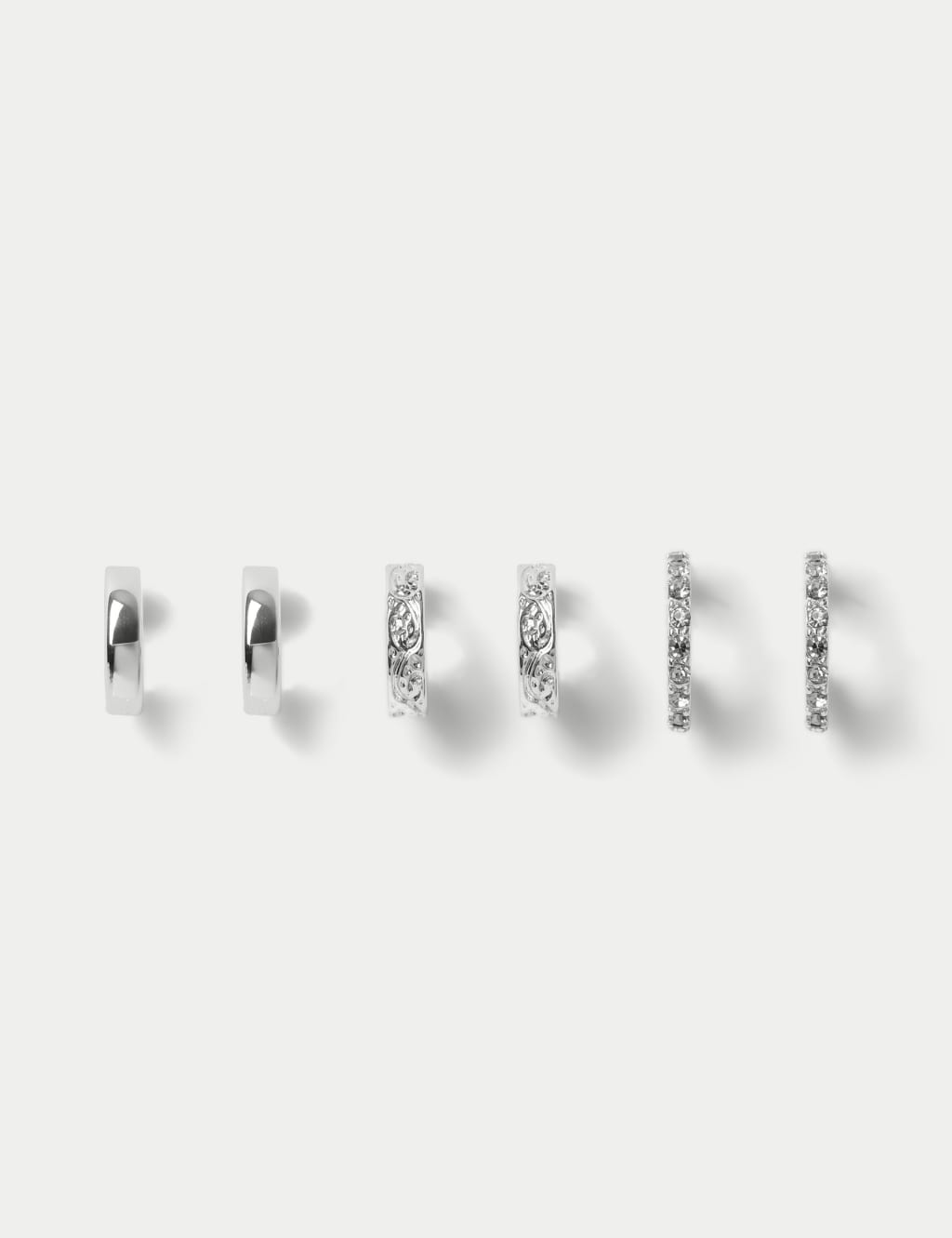 3 Pack Silver Tone Earring Set