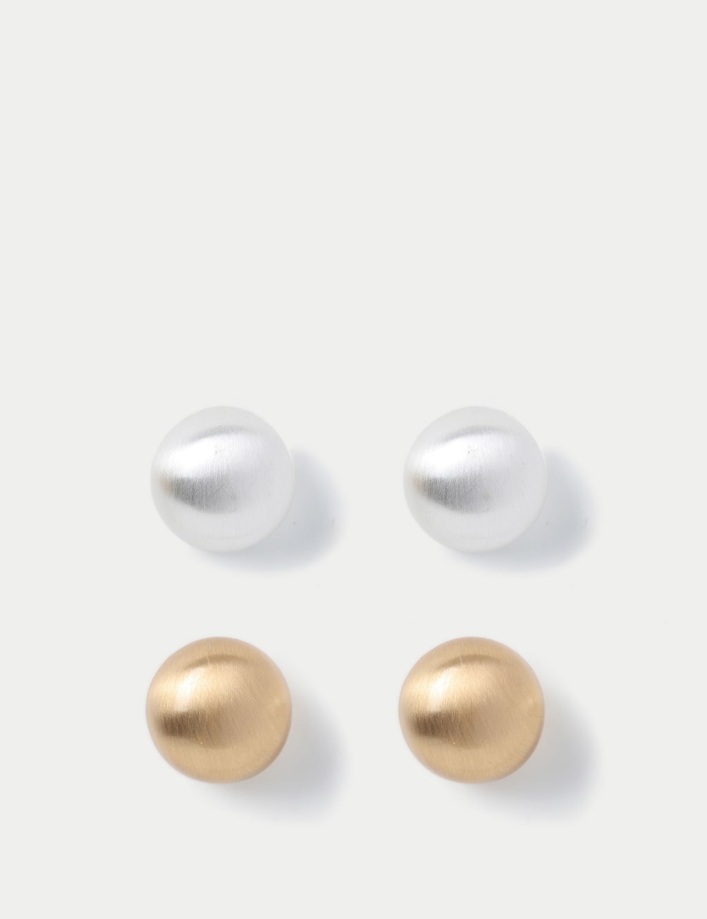 2 Pack Brushed Gold and Silver Tone Stud Earring Set