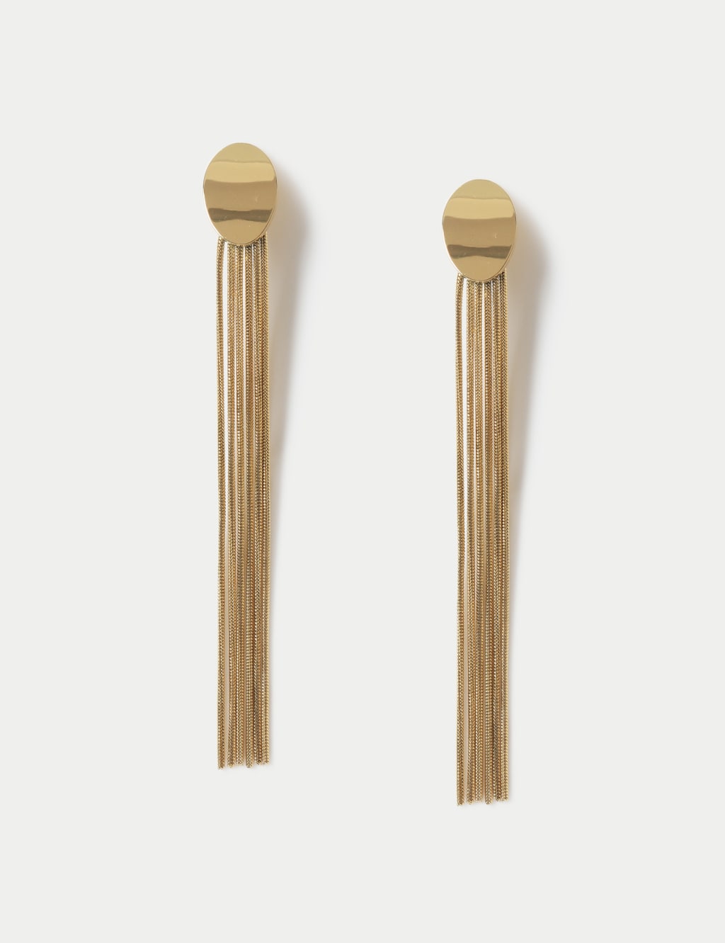 Gold Tone Tassel Snake Chain Drop Earring