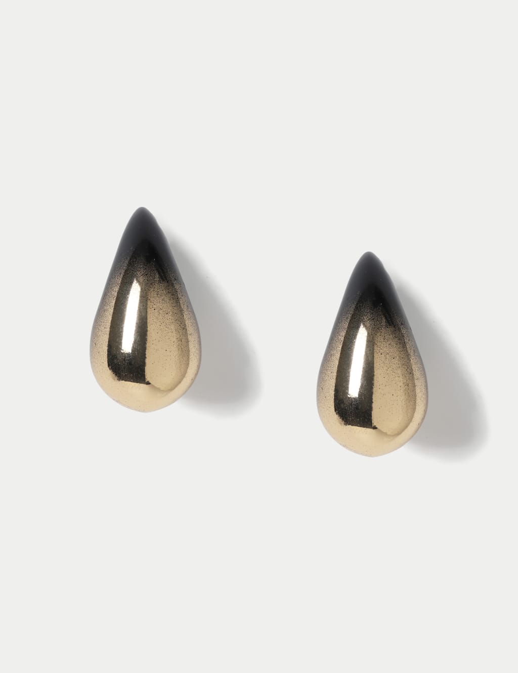 Ombre Black and Gold Tone Tear Drop Earrings