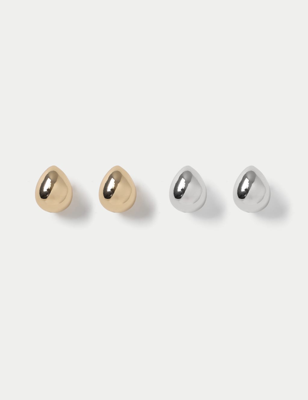 2 Pack Gold & Silver Sphere Tear Drop Earring Set