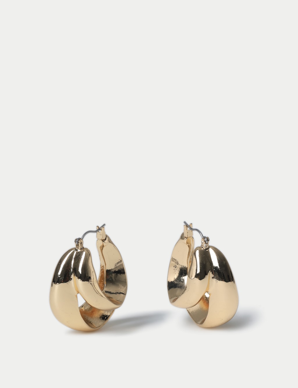 Gold Tone Double Row Hoop Earring